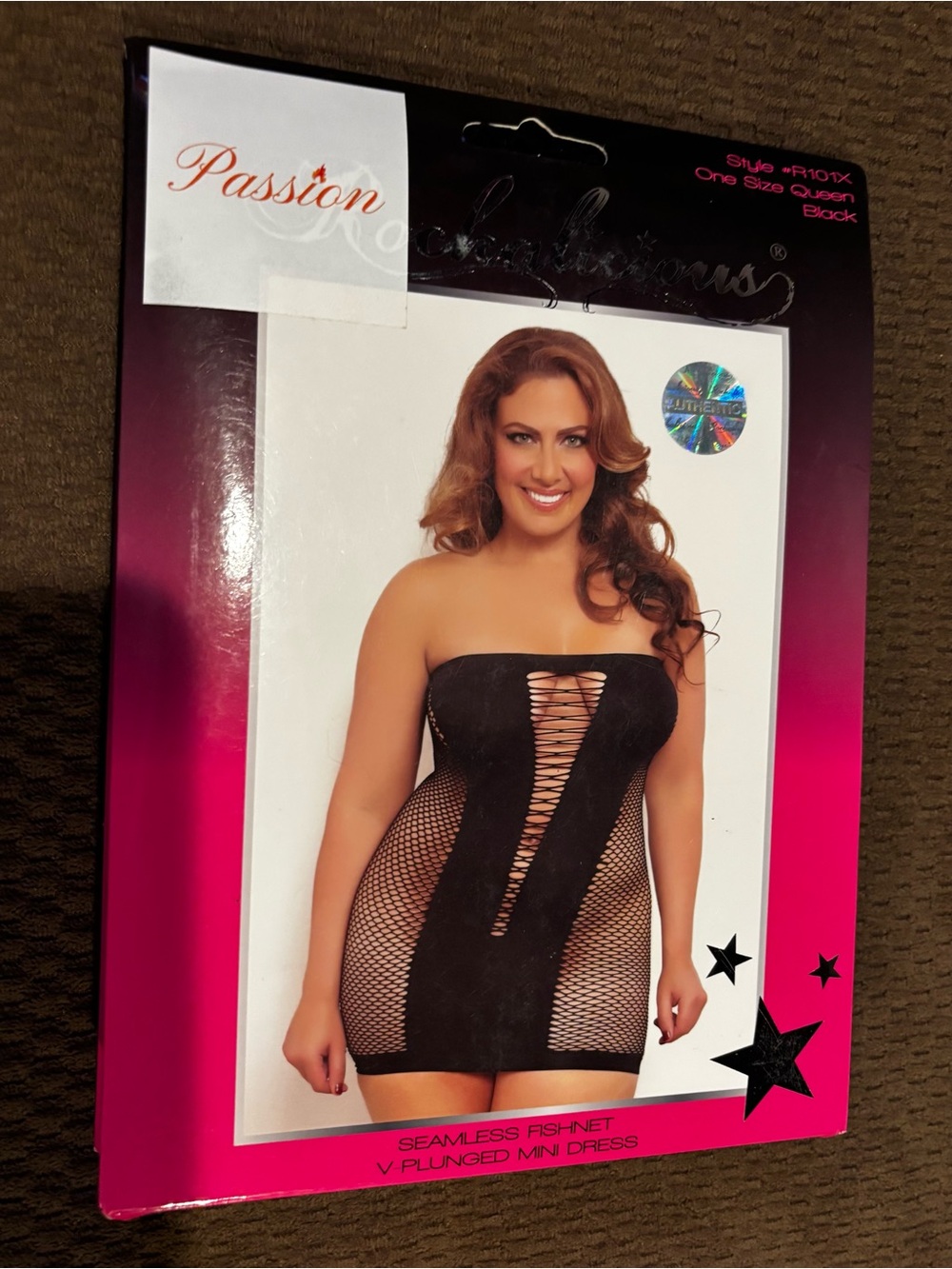 Passion Seamless Black Fishnet V-Plunge Mini Chemise